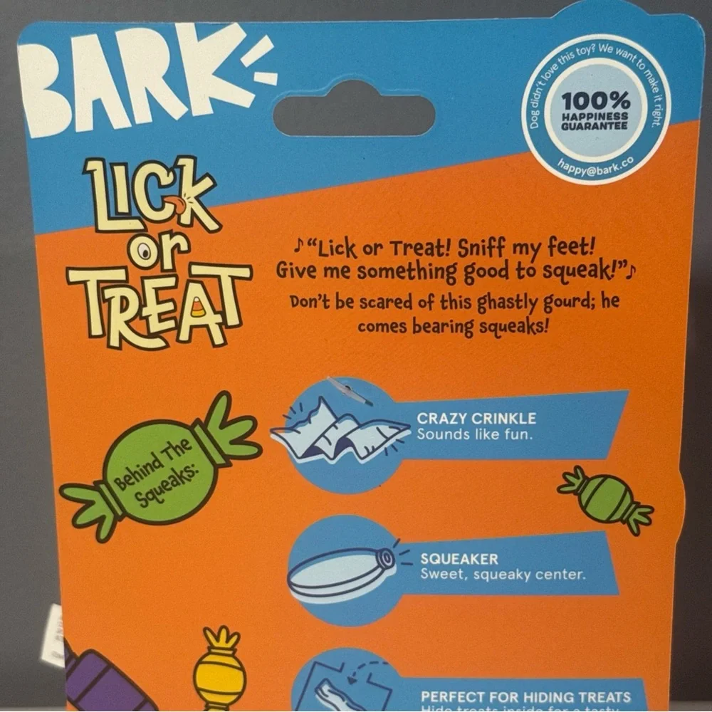 BRAND New Bark Eek-A-Boo Pumpkin Plush Dog Toy, Multicolor, for Dogs of All Size - Picture 6 of 11